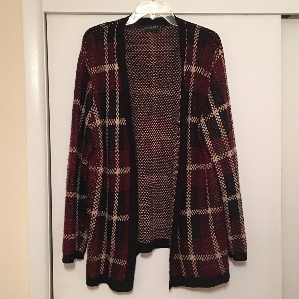 Forever 21 Plus Knit Cardigan in Plaid